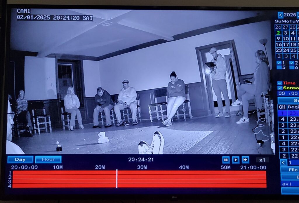 Camera shot of group investigating